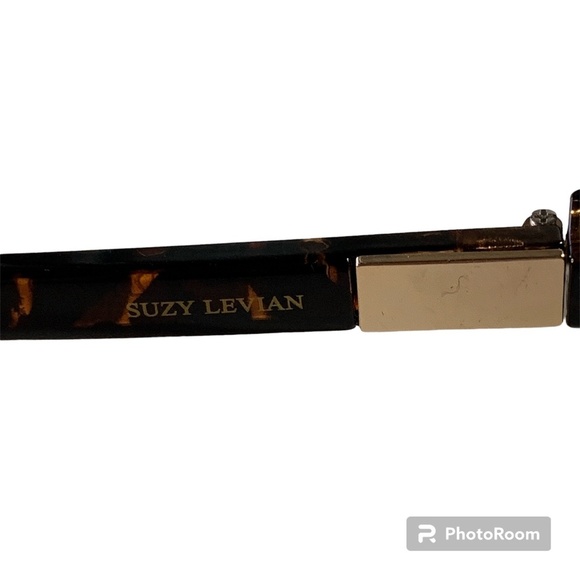 Suzy Levian Tortoise Shell Sunglasses Brown Polarized Oversized Gold Trim - Picture 4 of 7